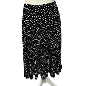 Lily Black and White Polka Dot Midi Length Skirt. Size L EUC